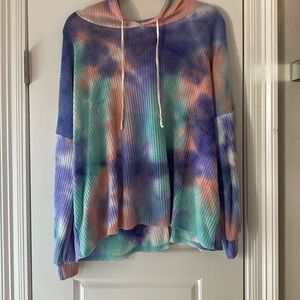 Pink lily tie dye pullover